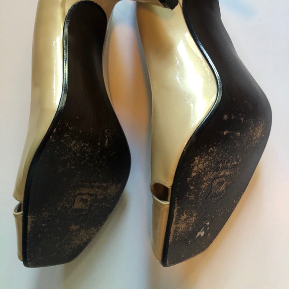 [Stuart Weitzman] Patent Nude Open Toe Pumps - Picture 4 of 6